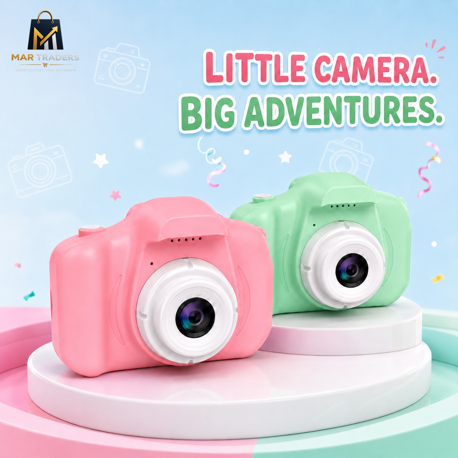 Kids digital camera with dual lens, games, filters and HD video features