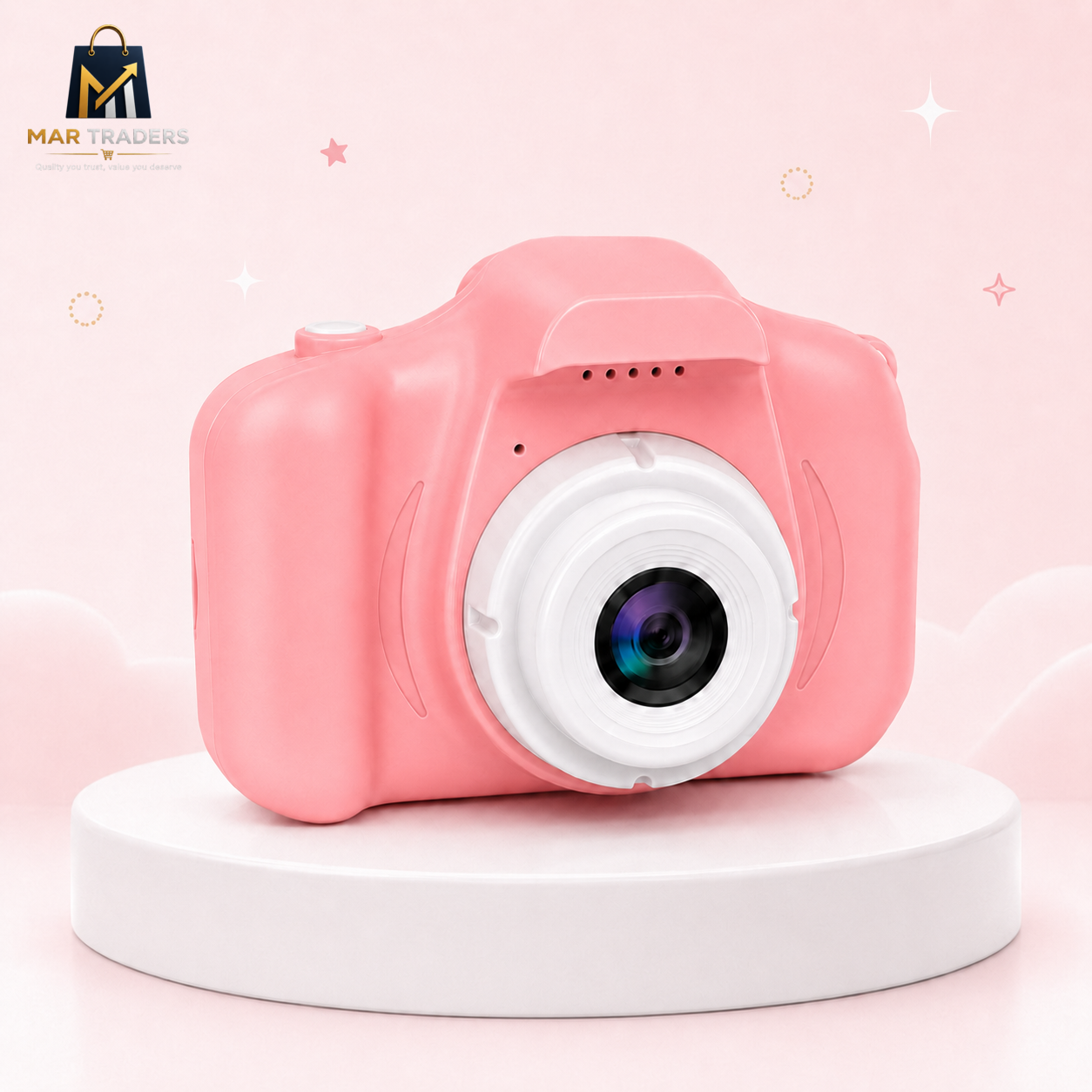 Pink kids digital camera product variant with matching accessories