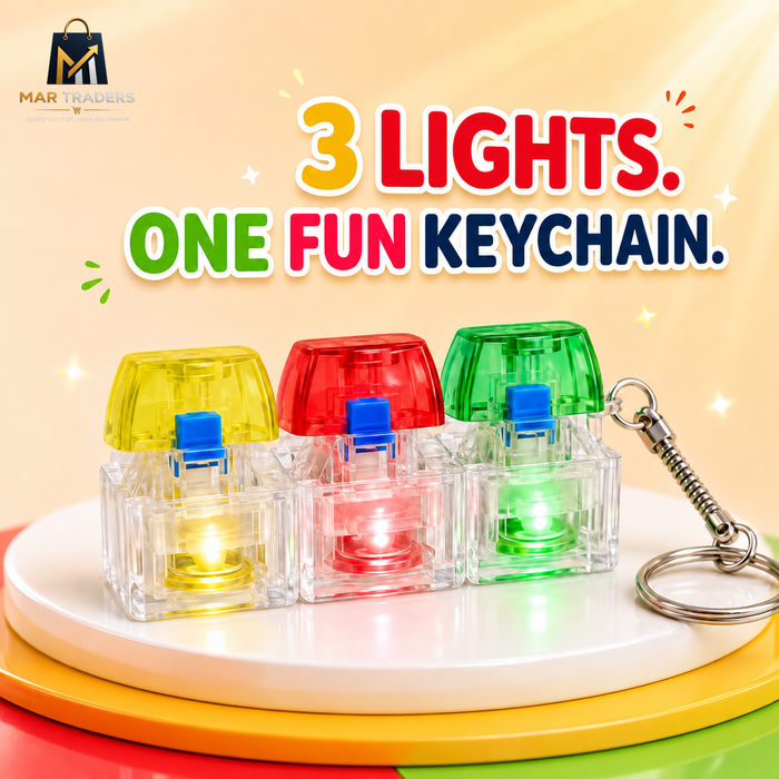 Colourful three-block light-up fidget keychain from MAR Traders