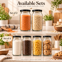 1L Glass Storage Jars with Airtight Lid – Pantry & Kitchen Organizer (Set of 2/4)