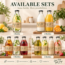 1L Glass Bottles with Airtight Lid – Reusable Milk & Juice Storage Bottles