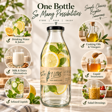 1L Glass Bottles with Airtight Lid – Reusable Milk & Juice Storage Bottles