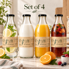 1L Glass Bottles with Airtight Lid – Reusable Milk & Juice Storage Bottles