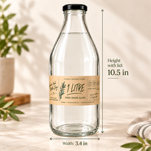 1L Glass Bottles with Airtight Lid – Reusable Milk & Juice Storage Bottles