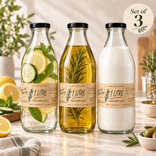 1L Glass Bottles with Airtight Lid – Reusable Milk & Juice Storage Bottles