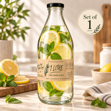 1L Glass Bottles with Airtight Lid – Reusable Milk & Juice Storage Bottles