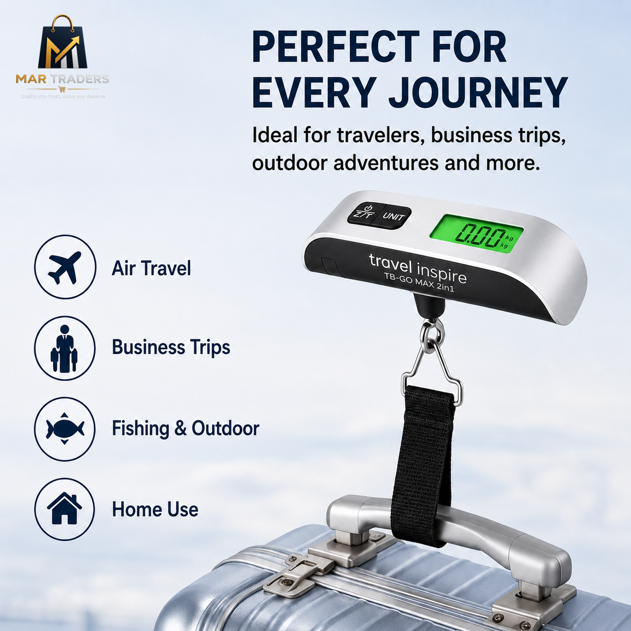 Digital luggage scale for weighing suitcases, bags and parcels
