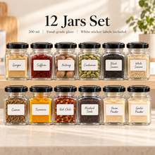 200ml Glass Spice Jars with Free Stickers – Spice Rack Organizer Set