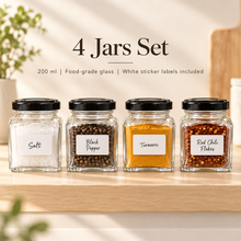 200ml Glass Spice Jars with Free Stickers – Spice Rack Organizer Set