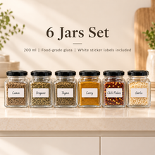 200ml Glass Spice Jars with Free Stickers – Spice Rack Organizer Set
