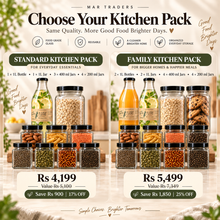 Glass Kitchen Storage Bundle – Jars & Bottles Combo Pack (Standard & Family)