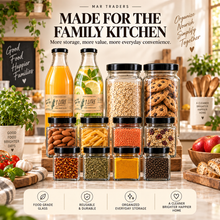 Glass Kitchen Storage Bundle – Jars & Bottles Combo Pack (Standard & Family)