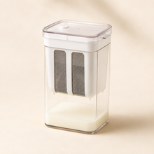 Greek yogurt strainer with fine mesh basket, lid and clear whey collection container