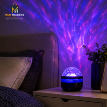 LED starry projector night light on a bedroom bedside table
Features	USB-powered LED starry projector with Bluetooth speaker