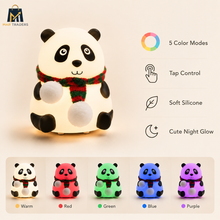 Panda silicone night light with tap control and five color modes