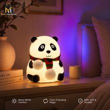 Panda night light available in warm red green blue and purple modes
