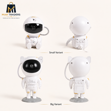 Front and back views of big and small astronaut projectors