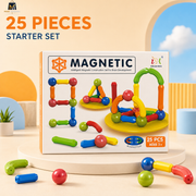 25-piece magnetic building sticks and blocks starter set for kids