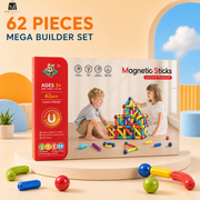 62-piece magnetic sticks and blocks mega construction set for kids